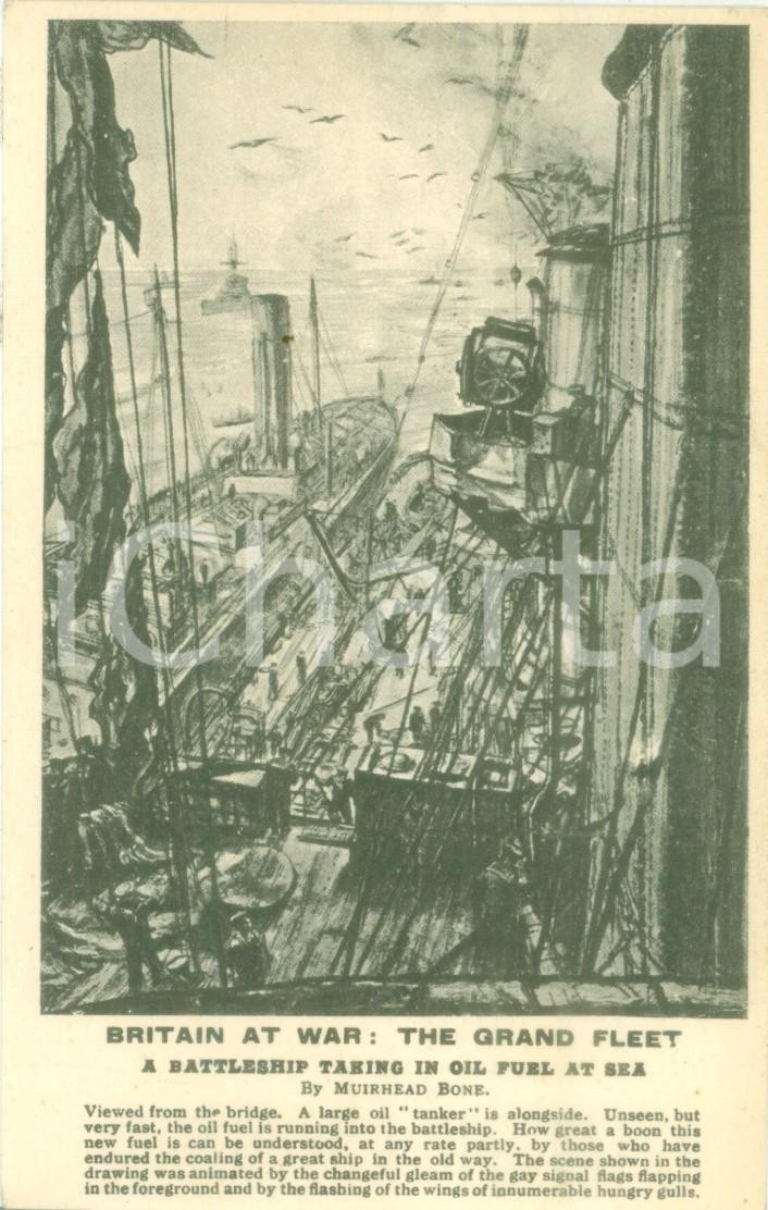 Cartolina originale da collezione 1930 ca BRITAIN AT WAR The Grand Fleet Muirhead BONE *Cartolina FP NV 1