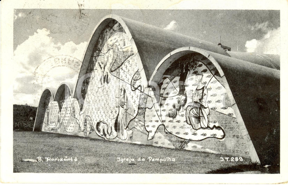 Cartolina originale da collezione 1954 BELO HORIZONTE (BRASILE) Igreja de PAMPULHA *Cartolina FP VG 1