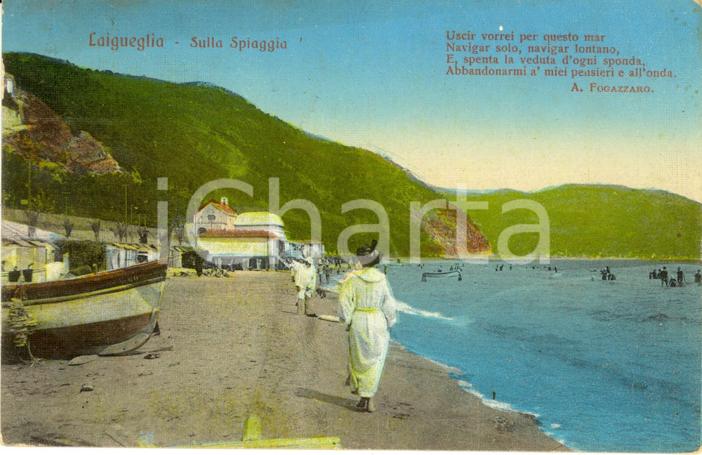 Cartolina originale da collezione 1915 LAIGUEGLIA (SV) Scorcio della spiaggia *Cartolina FP VG 1