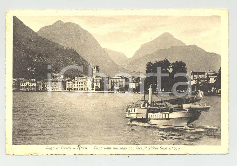 Cartolina originale da collezione 1931 RIVA DEL GARDA TN Panorama dal lago Grand Hotel SOLE D'ORO *Cartolina FP VG 1