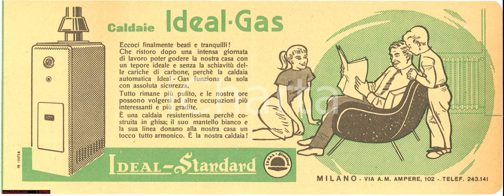 Materiale pubblicitario d’epoca 1962 IDEAL STANDARD Bolletta gas pubblicitaria 1