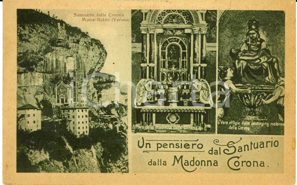 Cartolina originale da collezione 1930 ca FERRARA DI MONTE BALDO (VR) Santuario MADONNA CORONA *Cartolina FP NV 1