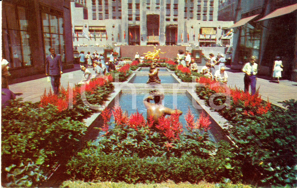 Cartolina originale da collezione 1970 ca NEW YORK (USA) La Garden Plaza del ROCKEFELLER CENTER *Cartolina VINTAGE 1