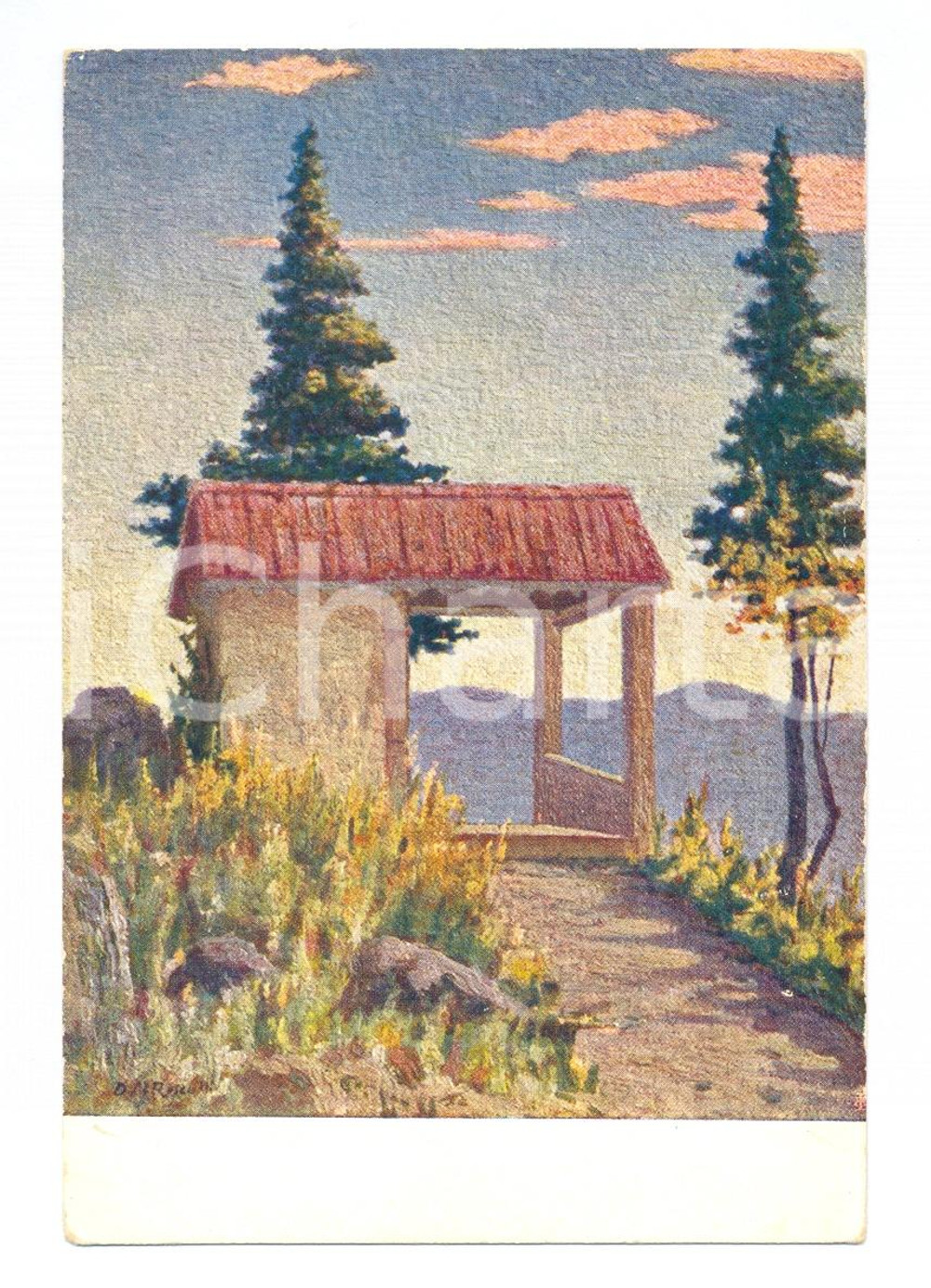 Cartolina originale da collezione 1920 ca DON ANGELO RESCALLI La santella delle gambe *Cartolina postale FP NV 1