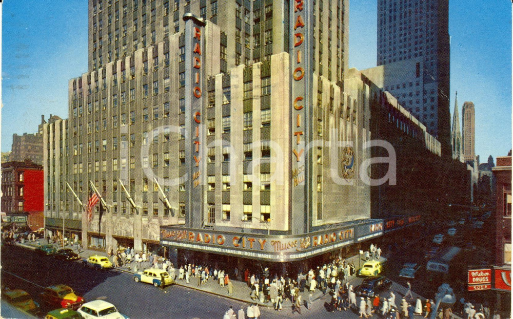Cartolina originale da collezione 1961 NEW YORK (USA) Veduta esterna teatro RADIO CITY MUSIC HALL *Cartolina FP VG 1