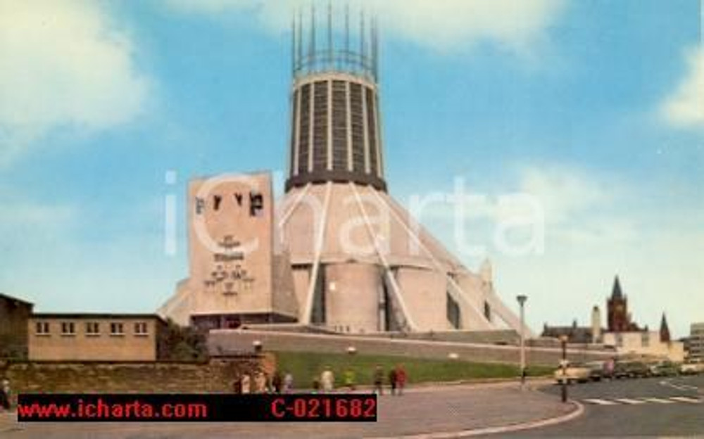 Cartolina originale da collezione 1970 ca LIVERPOOL (UK) Roman catholic cathedral *Postcard FP NV 1