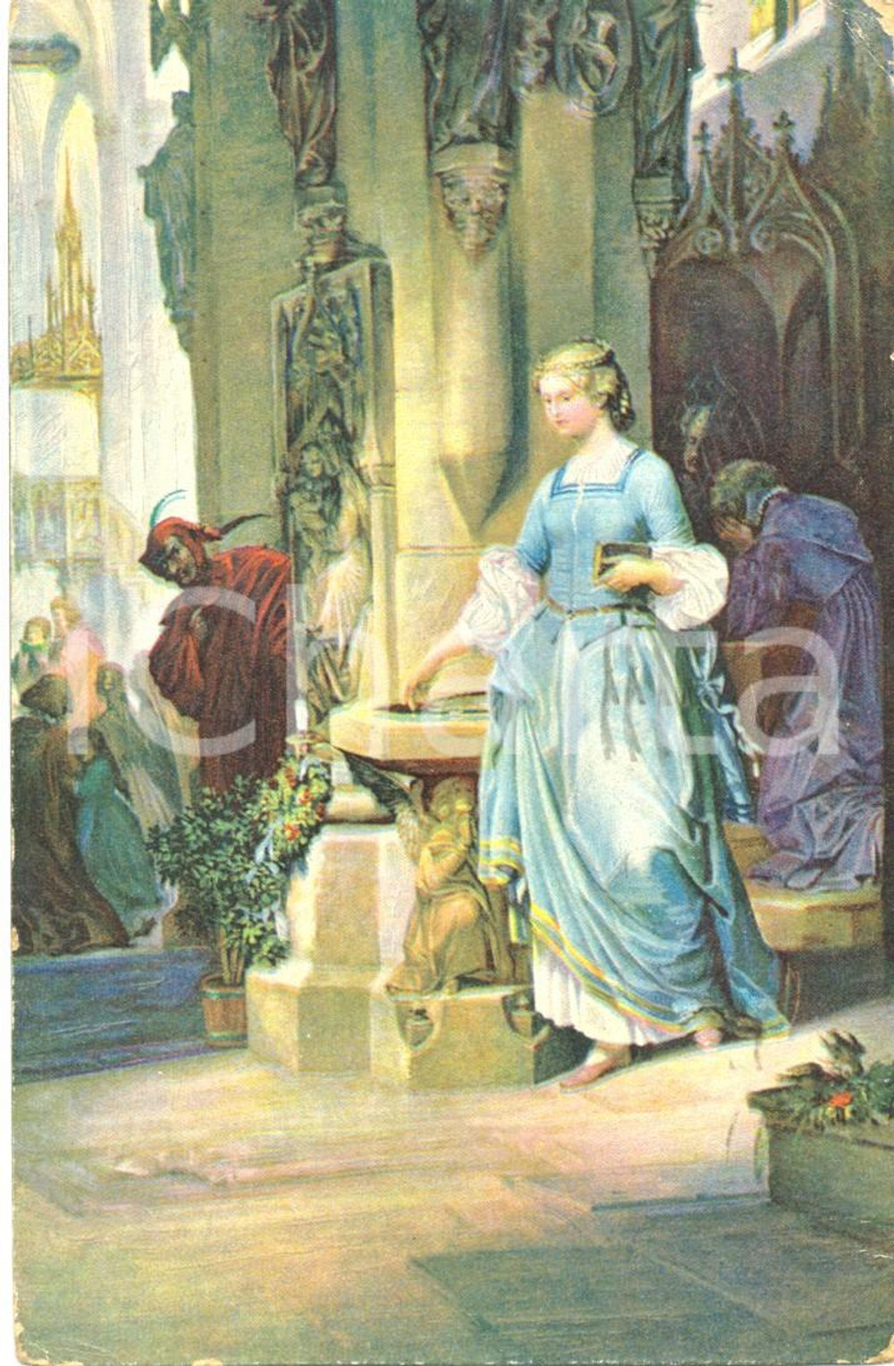 Cartolina originale da collezione 1936 MUNCHEN Gretchen in der Kirche - August VON KRELING *Cartolina ILLUSTRATA 1