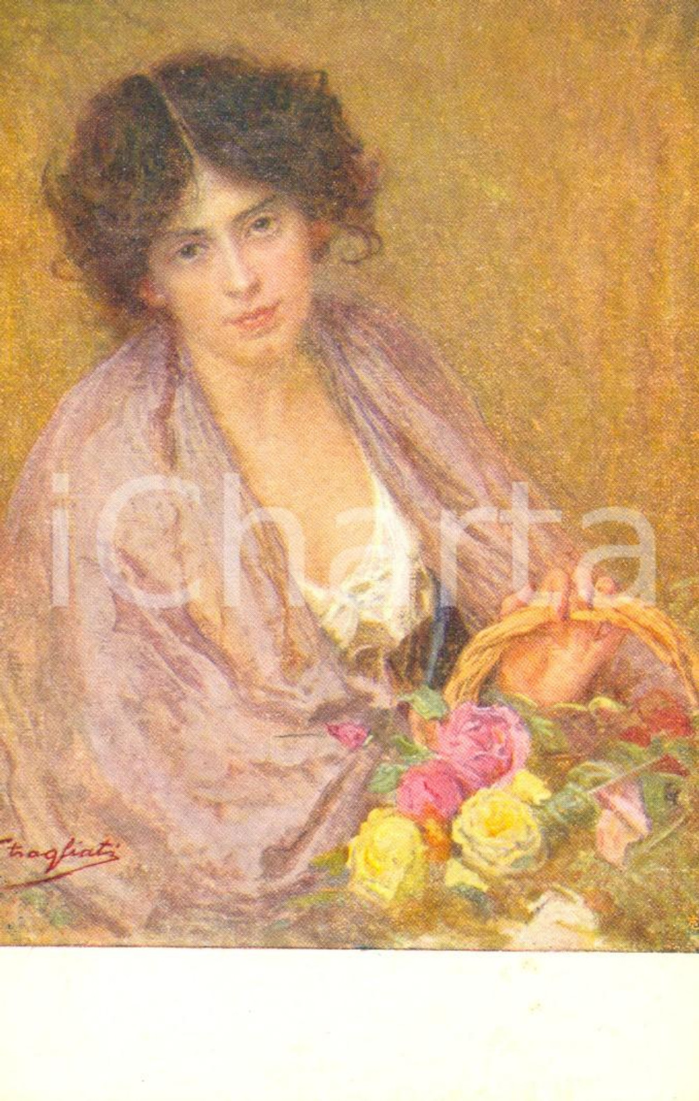 Cartolina originale da collezione 1920 ca Carlo STRAGLIATI - Fioraia *Cartolina postale ILLUSTRATA FP NV 1