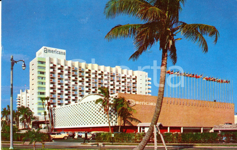 Cartolina originale da collezione 1958 MIAMI (USA) Veduta AMERICANA HOTEL di Bal Harbour *Cartolina FP VG VINTAGE 1