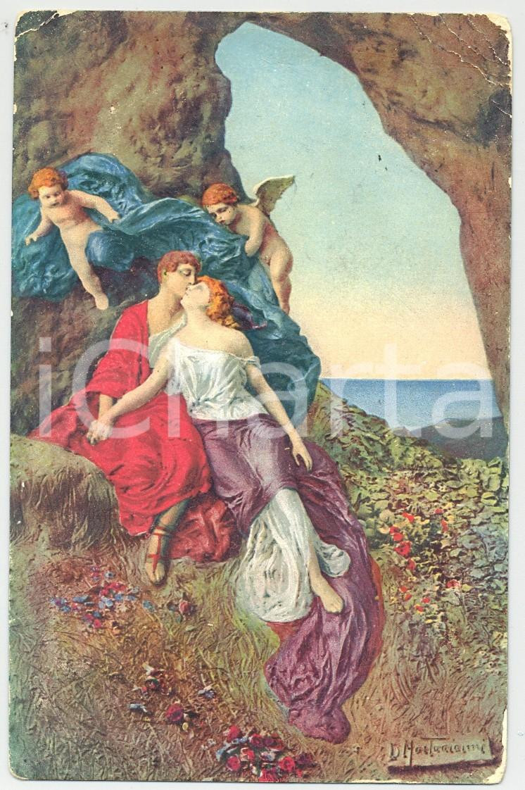 Cartolina originale da collezione 1918 Artista Domenico MASTROIANNI Allegoria dell eterno amore Cartolina FP VG 1