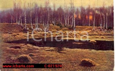 Cartolina originale da collezione 1925 ca Isaac Il'ic LEVITAN Il crepuscolo *Cartolina postale ILLUSTRATA FP NV 1