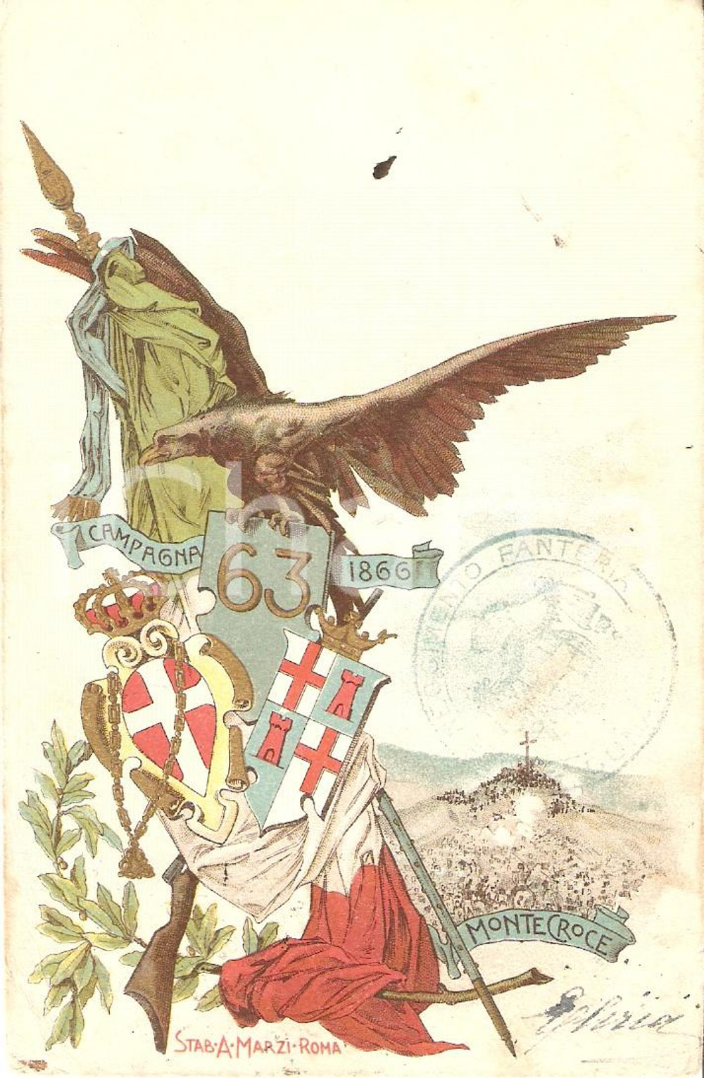 Cartolina originale da collezione 1903 - 63Â° Reggiment Fanteria Brigata Cagliari *VG 1