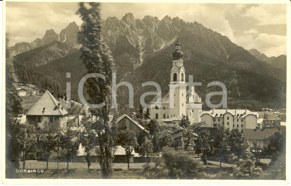 Cartolina originale da collezione 1930 ca DOBBIACO BZ Panorama dell abitato con la chiesa  Cartolina FP NV 1
