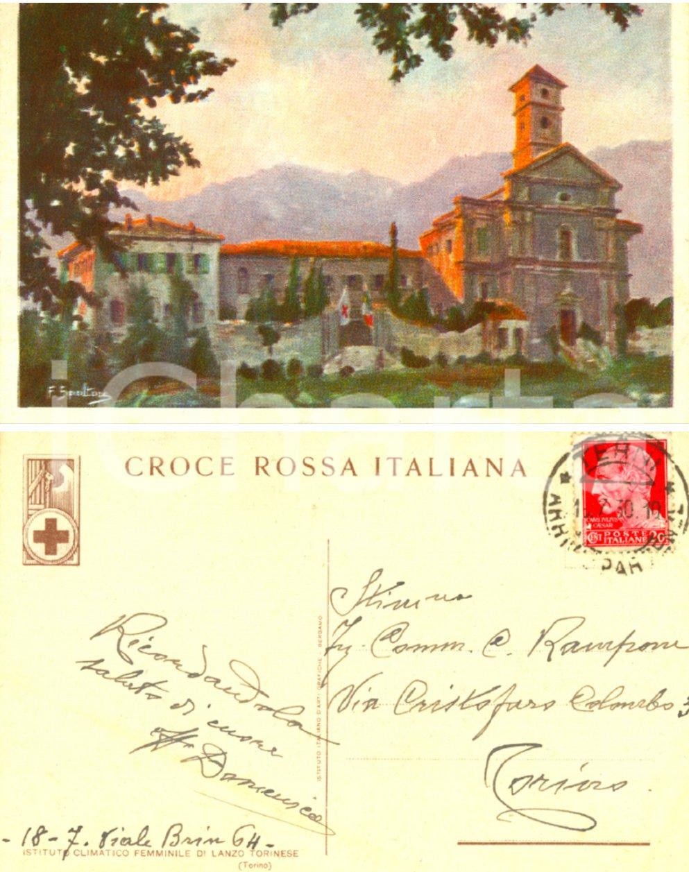 Cartolina originale da collezione 1930 LANZO TORINESE TO Istituto climatico femminile Cartolina VG CROCE ROSSA 1