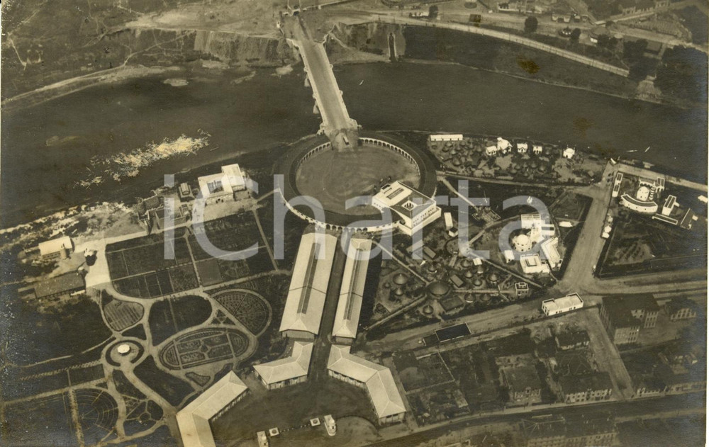 Cartolina originale da collezione 1928 TORINO Veduta aerea ESPOSIZIONE INTERNAZIONALE fiume Po *Cartolina FP NV 1