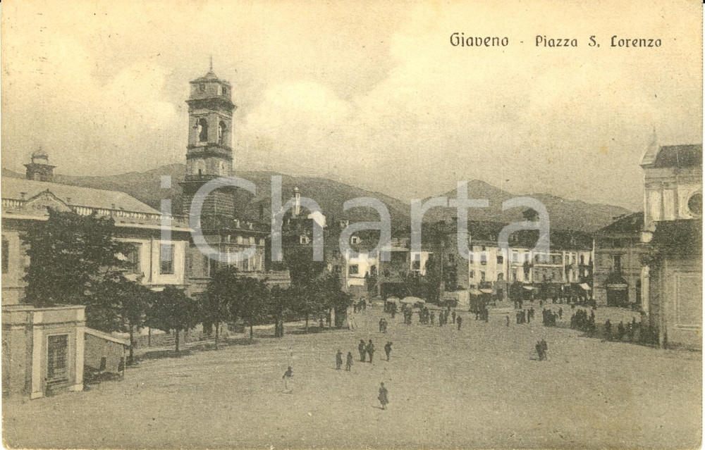 Cartolina originale da collezione 1916 GIAVENO TO Veduta di piazza SAN LORENZO Cartolina FP VG 1