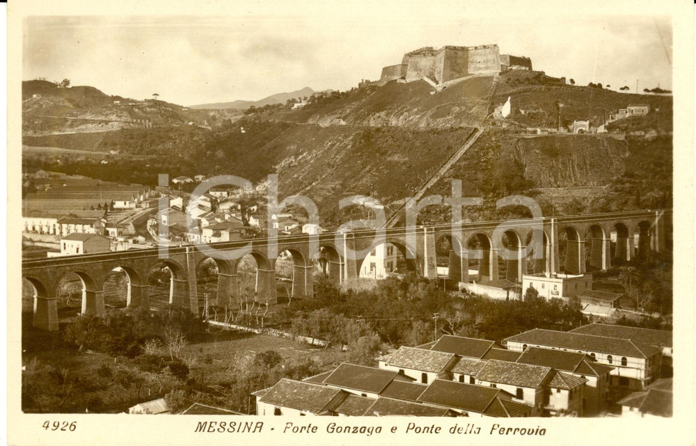 Cartolina originale da collezione 1930 ca MESSINA Veduta di FORTE GONZAGA e Ponte della Ferrovia Cartolina FP NV 1