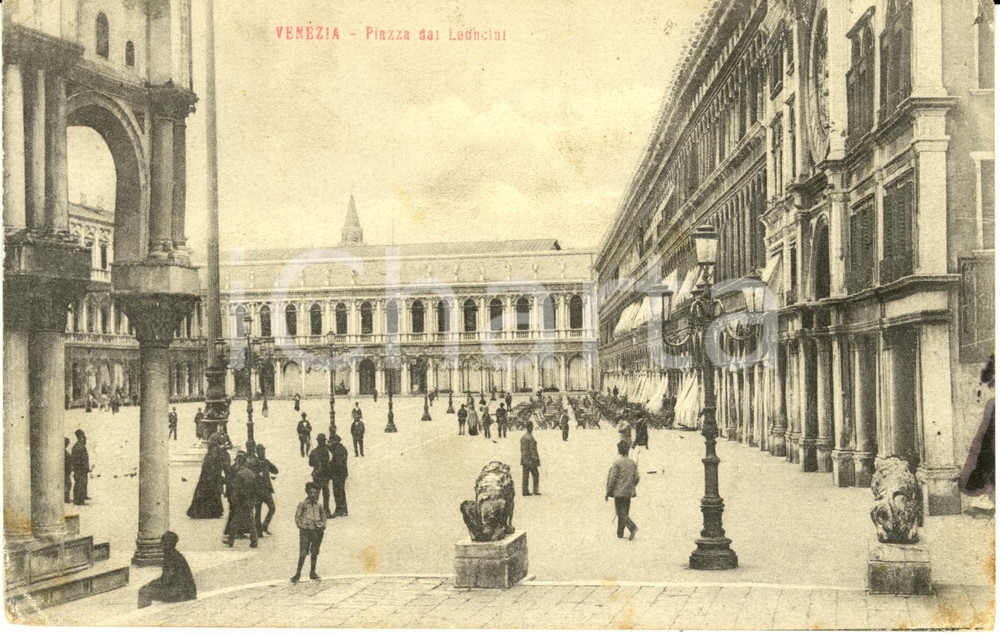 Cartolina originale da collezione 1910 VENEZIA Veduta di piazzetta dei LEONCINI *Cartolina ANIMATA FP VG 1