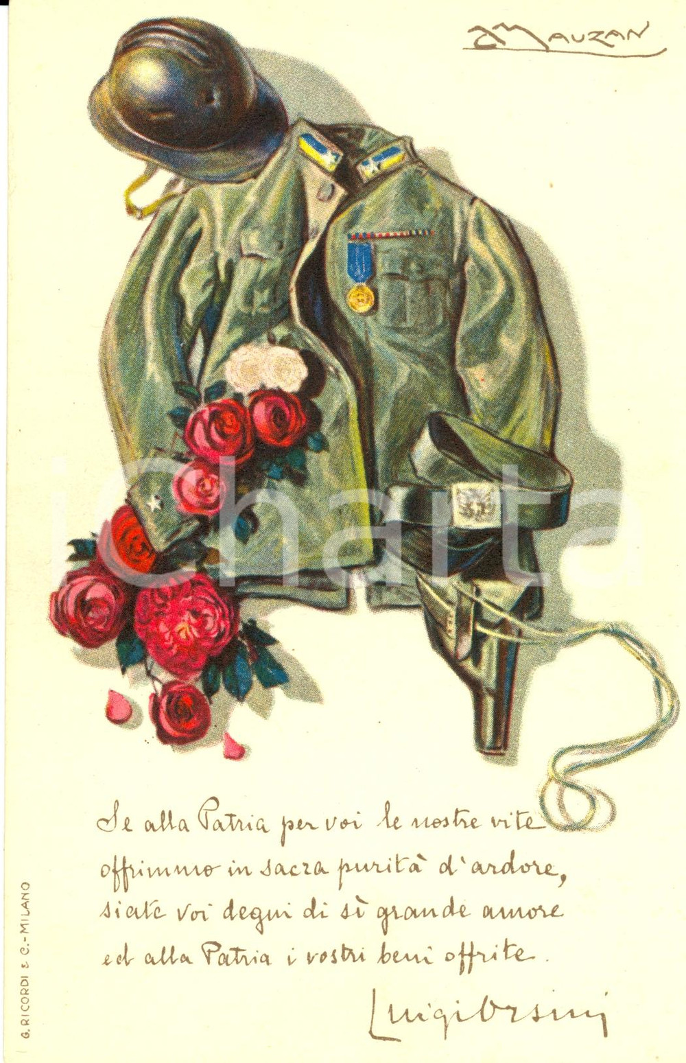 Cartolina originale da collezione 1915 ca WW1 CREDITO ITALIANO Sottoscrizione prestito *Ill. MAUZAN Cartolina 1