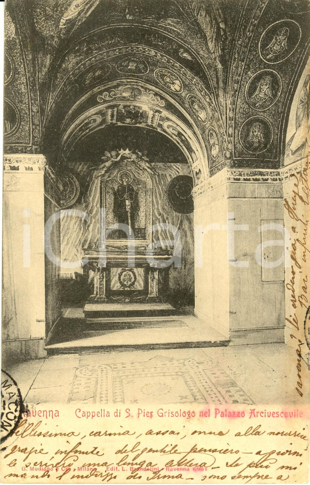 Cartolina originale da collezione 1900 ca RAVENNA Cappella SAN PIER CRISOLOGO nel Palazzo Arcivescovile * FP VG 1