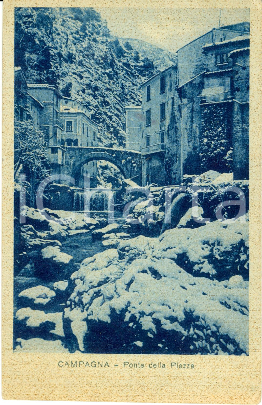 Cartolina originale da collezione 1942 CAMPAGNA SA Veduta del ponte di piazza GUERRIERO Cartolina FP NV 1