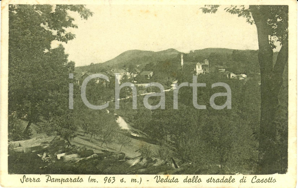 Cartolina originale da collezione 1940 PAMPARATO (CN) Frazione SERRA vista da strada Casotto Cartolina DANNEGGIATA 1