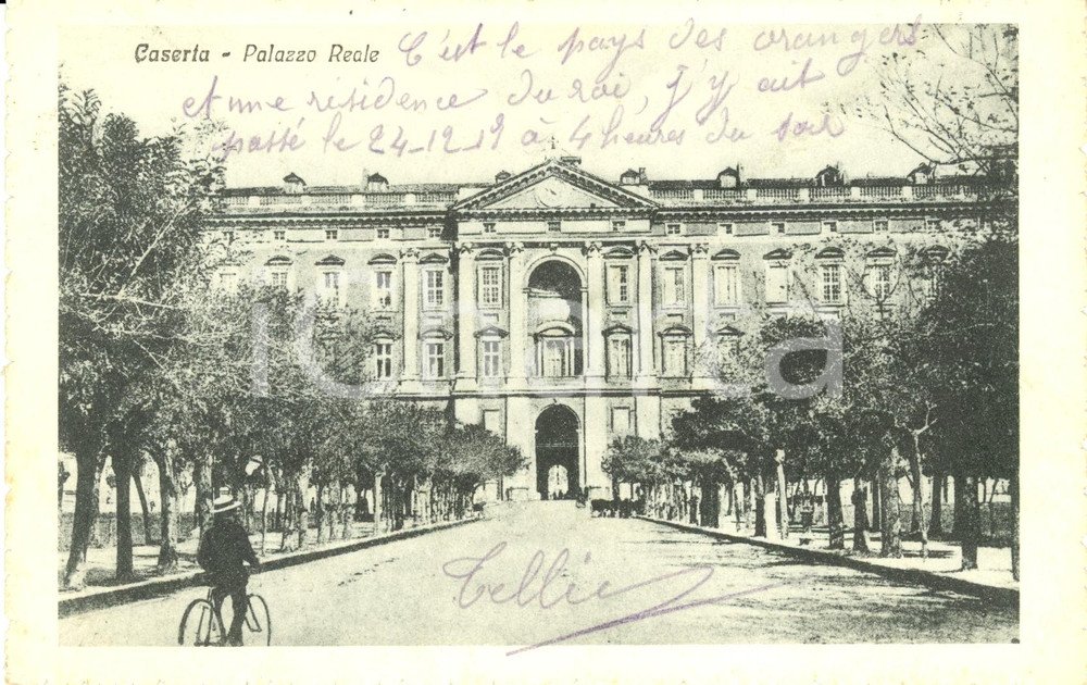 Cartolina originale da collezione 1919 CASERTA Veduta facciata del PALAZZO REALE e viale ingresso *Cartolina FP NV 1