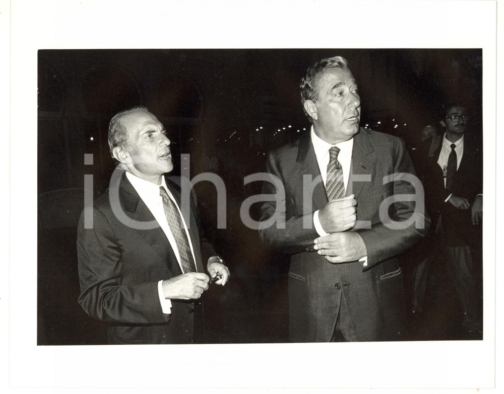1990 ca ROMA - RAI Enrico MANCA con Biagio AGNES *Foto VINTAGE 25x20 cm