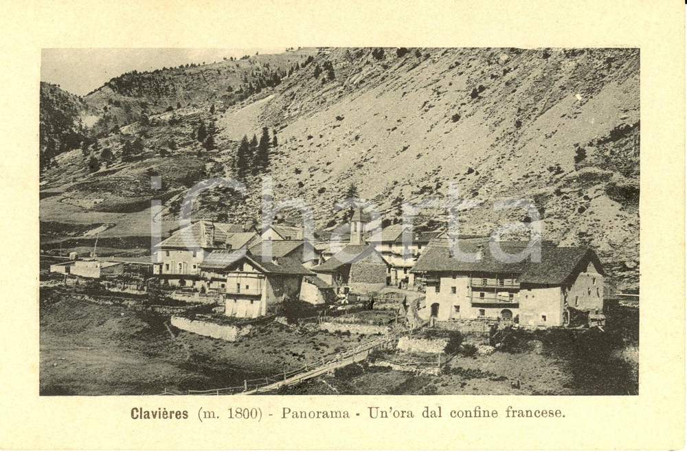 Cartolina originale da collezione 1930 ca CLAVIERE TO Panorama  Un ora dal confine francese Cartolina FP NV 1