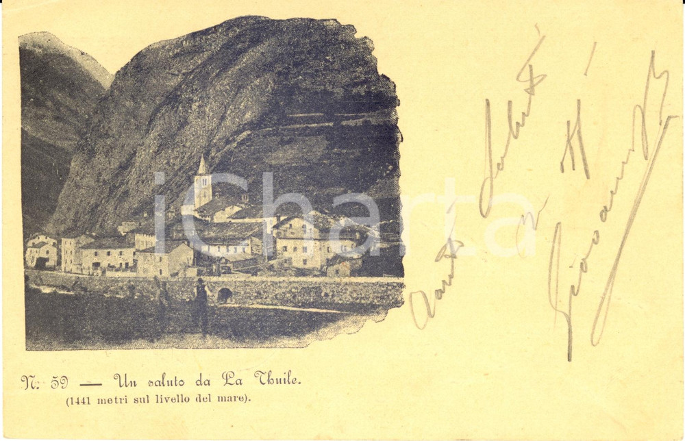 Cartolina originale da collezione 1900 ca LA THUILE (AO) Veduta panoramica dell'abitato del paese *Cartolina FP VG 1