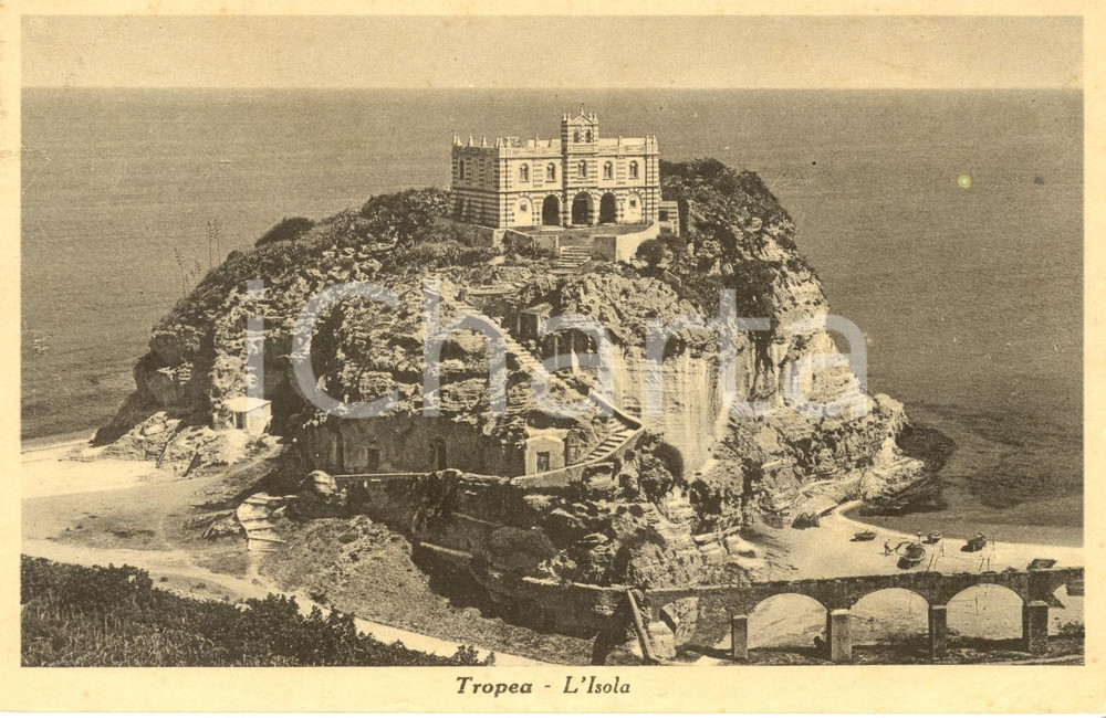 Cartolina originale da collezione 1940 TROPEA VV Veduta panoramica dell ISOLA Cartolina postale FP VG 1