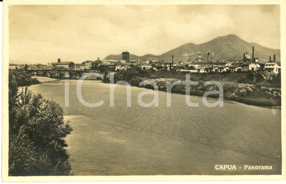 Cartolina originale da collezione 1940 ca CAPUA (CE) Panorama della cittÃ  con il fiume VOLTURNO *Cartolina FP NV 1