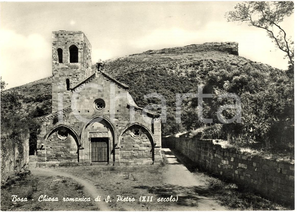 Cartolina originale da collezione 1960 circa BOSA (OR) Chiesa romanica di S. PIETRO FG NV 1