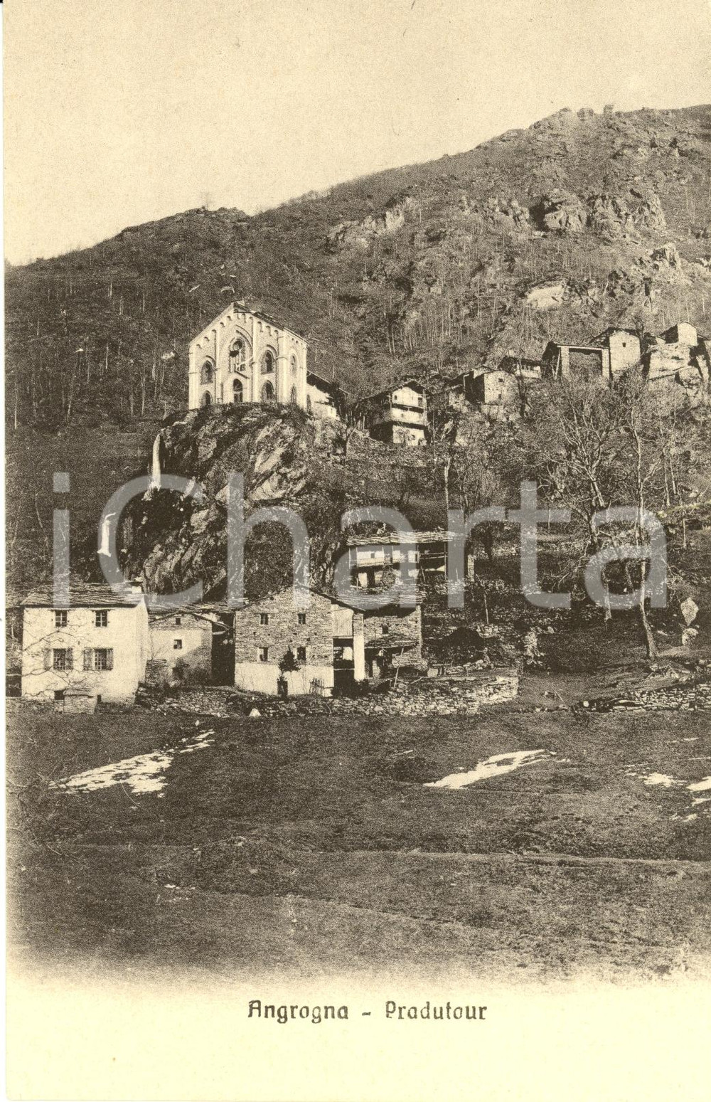 Cartolina originale da collezione 1920 ca ANGROGNA TO VAL PELLICE Veduta di PRADUTOUR  Cartolina FP NV 1