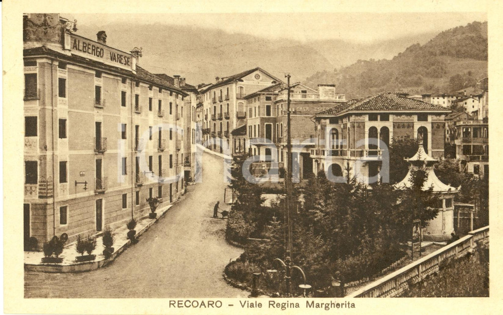 Cartolina originale da collezione 1940 ca RECOARO TERME Veduta albergo VARESE viale REGINA MARGHERITA FP NV 1
