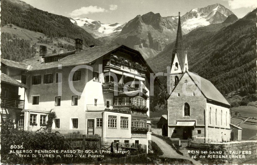 Cartolina originale da collezione 1940 ca RIVA DI TURES BZ VAL PUSTERIA Albergo pensione Passo di Gola FP NV 1