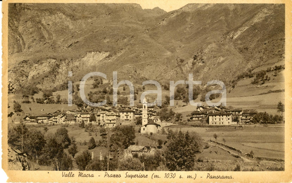 Cartolina originale da collezione 1940 ca PRAZZO SUPERIORE (CN) VALLE MACRA Veduta panoramica *Cartolina FP NV 1