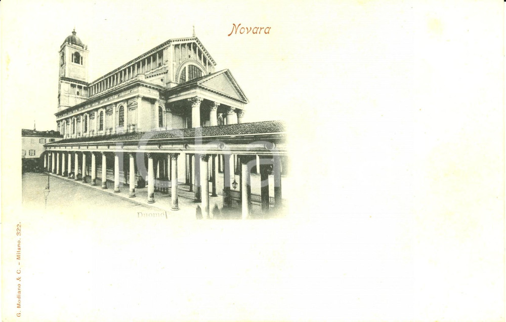Cartolina originale da collezione 1900 ca NOVARA Veduta esterna del DUOMO della cittÃ  Cartolina postale FP NV 1