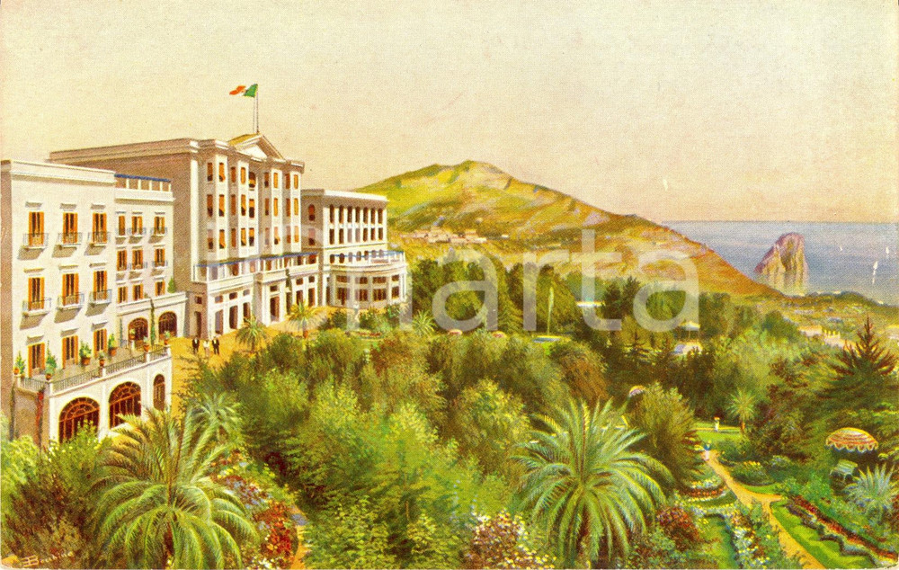 Cartolina originale da collezione 1930 ca CAPRI NA Veduta QUISISANA & GRAND HOTEL Cartolina illustrata FP NV 1