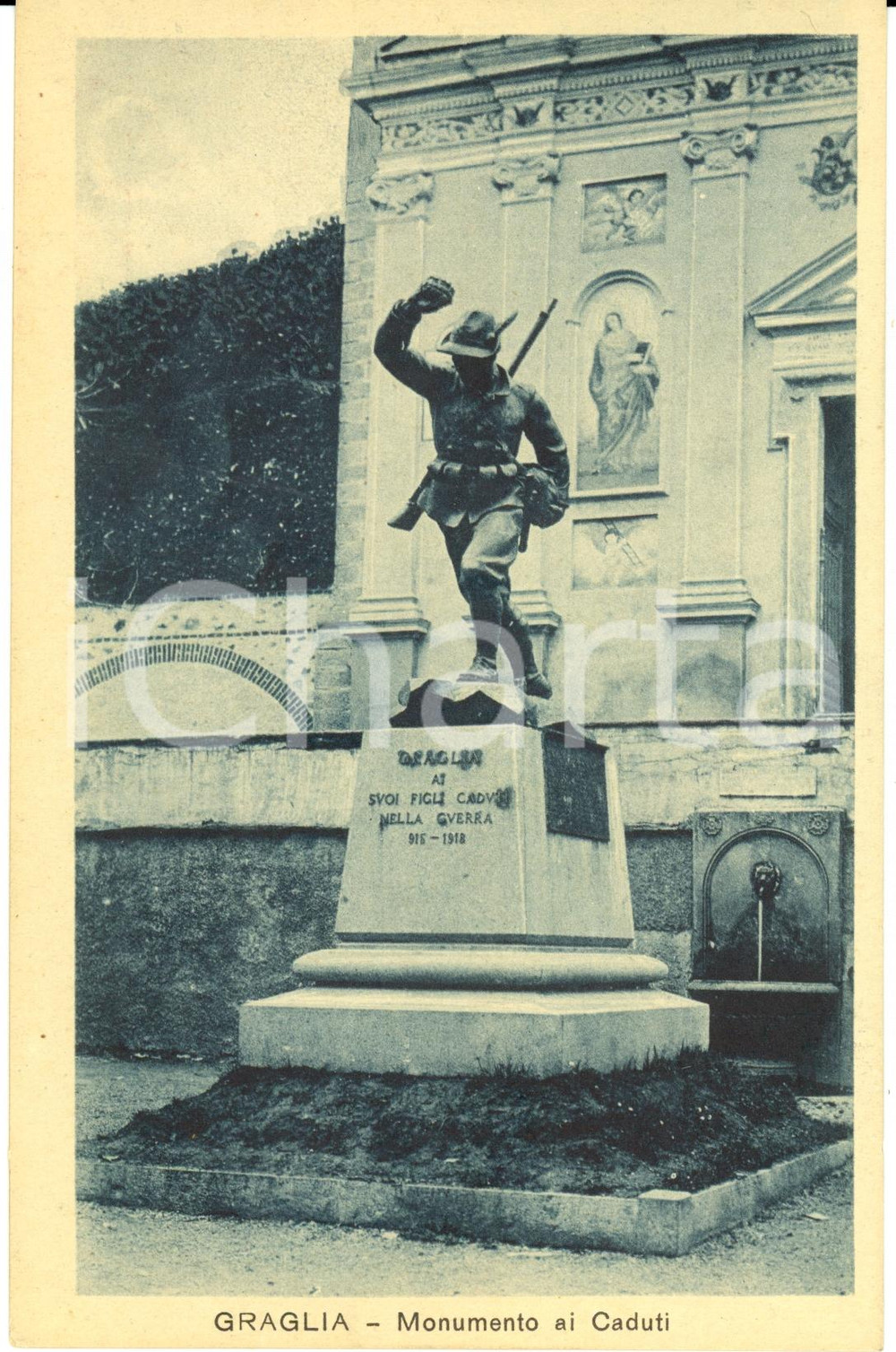 Cartolina originale da collezione 1930 ca GRAGLIA BI Monumento ai Caduti PRIMA GUERRA MONDIALE Cartolina FP NV 1