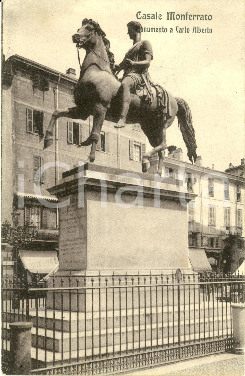 Cartolina originale da collezione 1909 CASALE MONFERRATO AL Il monumento a CARLO ALBERTO Cartolina FP VG 1