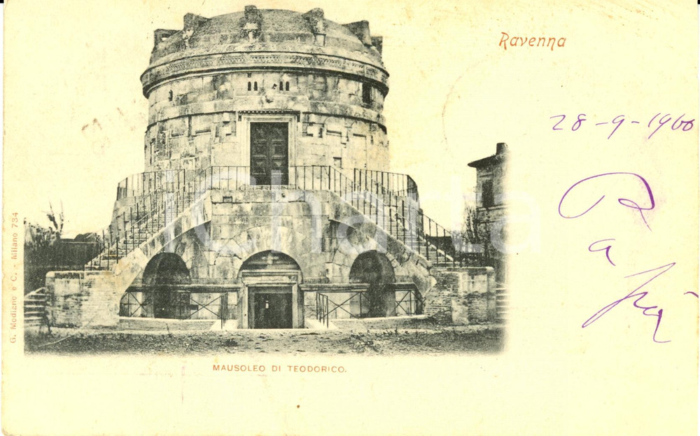 Cartolina originale da collezione 1900 RAVENNA Veduta del MAUSOLEO DI TEODORICO *Cartolina postale FP VG 1
