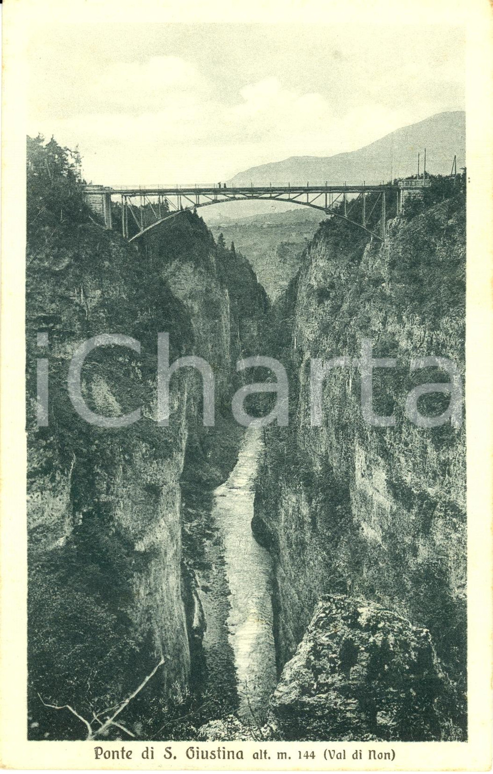 Cartolina originale da collezione 1915 ca VAL DI NON (TN) Il Ponte di SANTA GIUSTINA *Cartolina postale FP NV 1