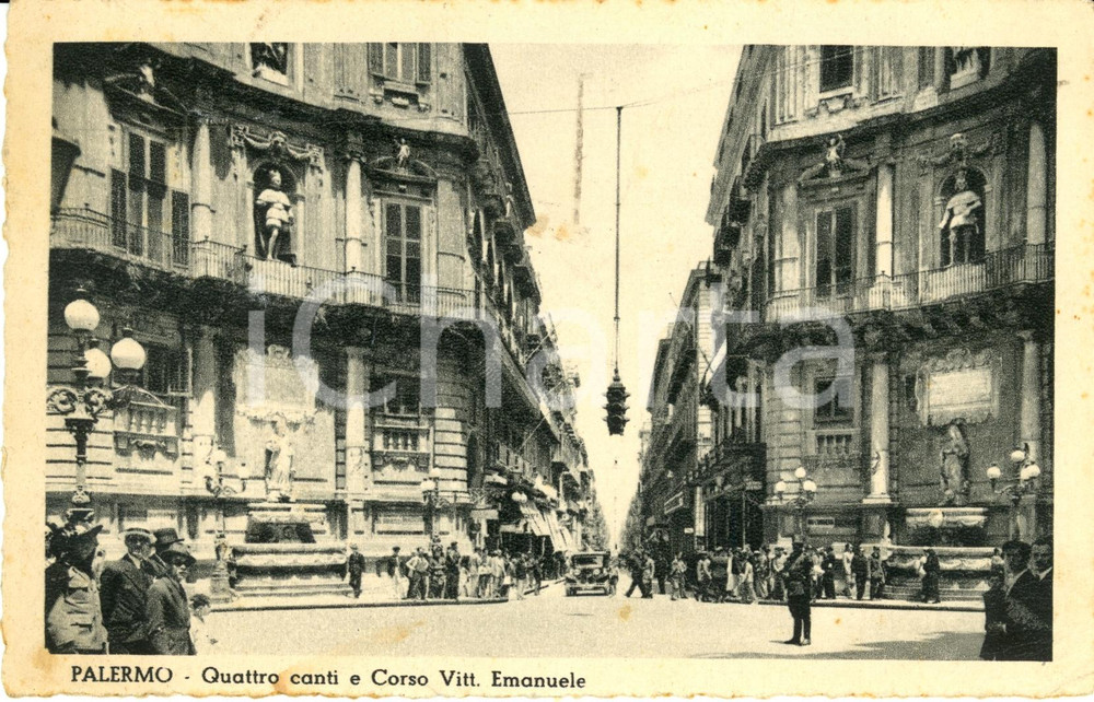 Cartolina originale da collezione 1937 PALERMO QUATTRO CANTI e corso VITTORIO EMANUELE II *Cartolina FP VG 1
