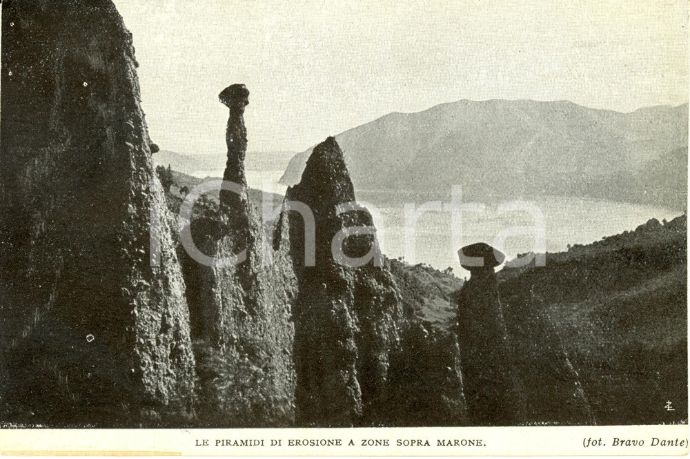 Cartolina originale da collezione 1900 ca ZONE (BS) Veduta delle piramidi di erosione *Cartolina postale FP VG 1