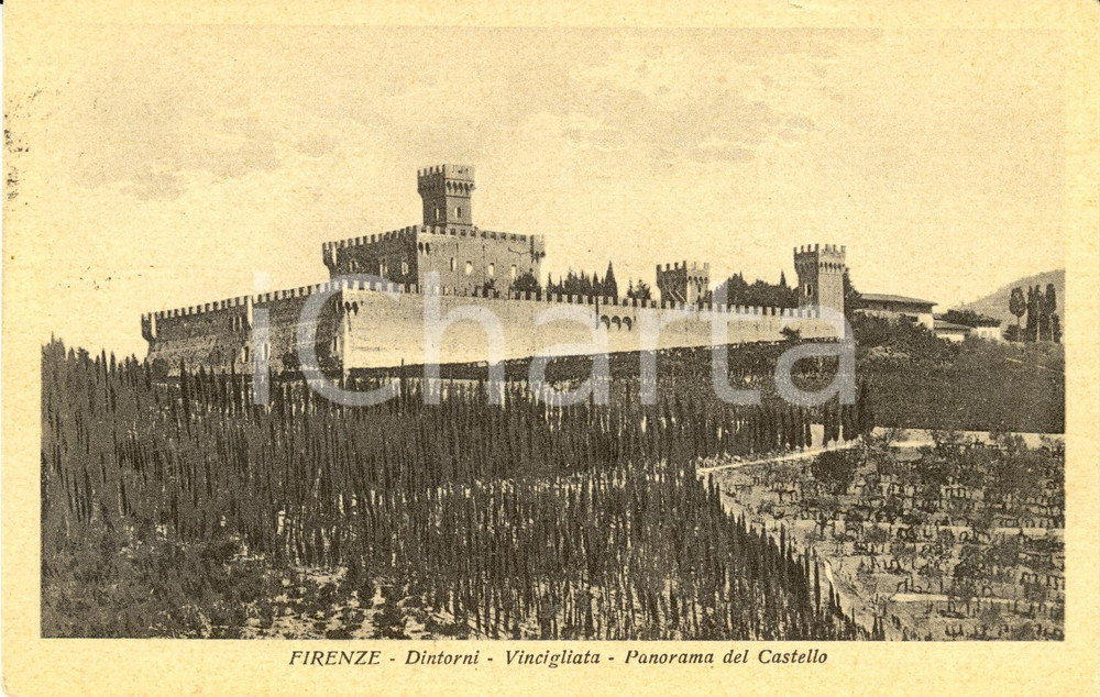 Cartolina originale da collezione 1938 FIESOLE (FI) Panorama del castello di VINCIGLIATA *Cartolina FP VG 1