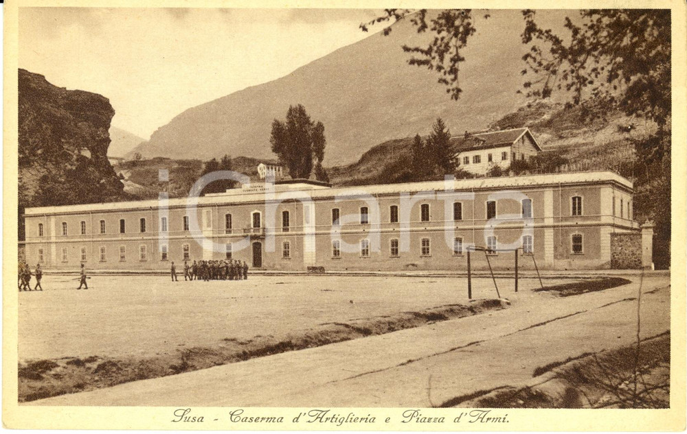 Cartolina originale da collezione 1930 ca SUSA TO CASERMA d ARTIGLIERIA e PIAZZA D ARMI Cartolina FP NV 1