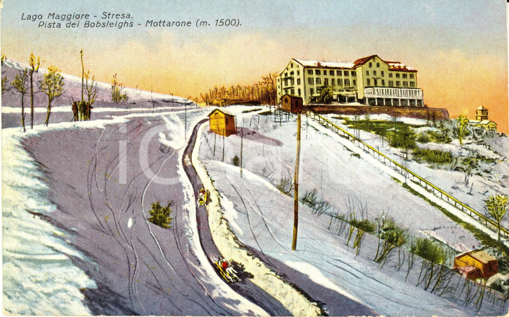 Cartolina originale da collezione 1930 STRESA VB Pista dei bobsleighs MONTE MOTTARONE Cartolina FP VG 1