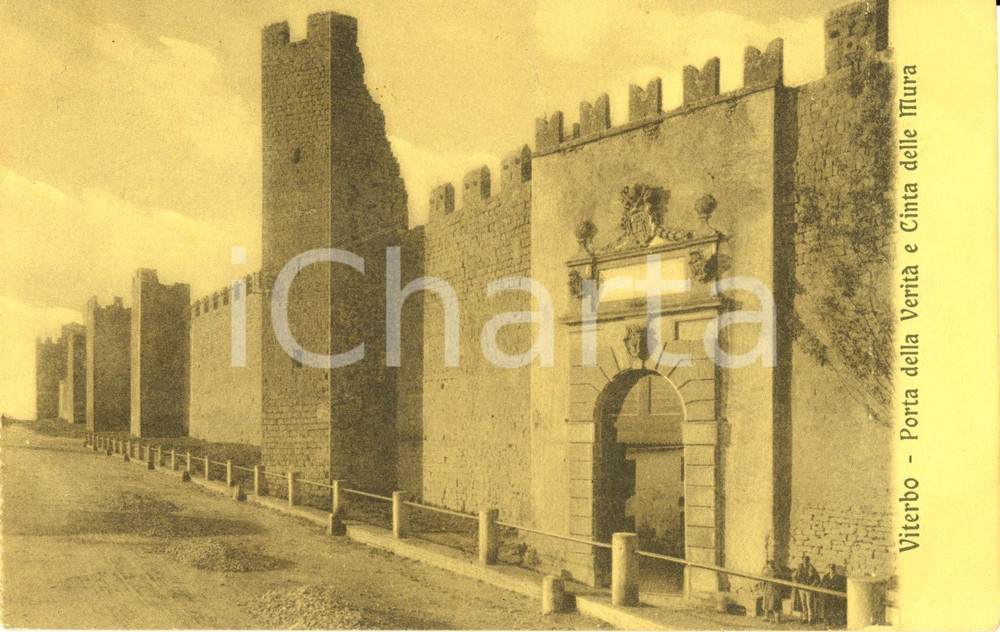 Cartolina originale da collezione 1913 VITERBO Porta della VeritÃ  e cinta delle mura *Cartolina postale FP VG 1