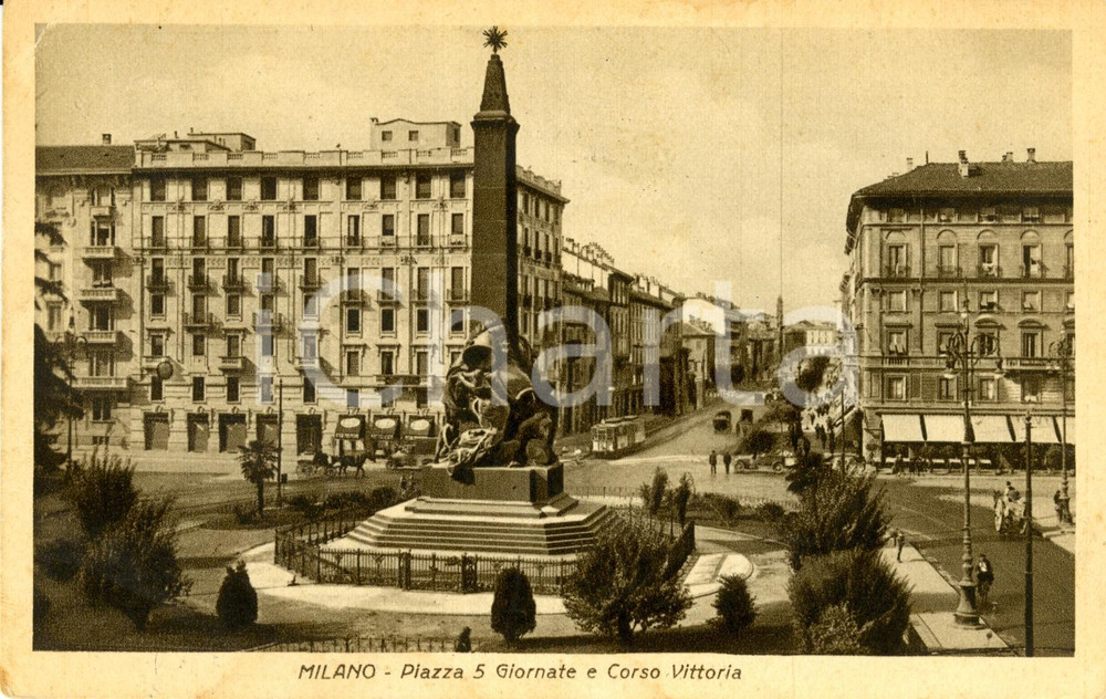 Cartolina originale da collezione 1930 MILANO Veduta di piazza 5 GIORNATE e di corso VITTORIA Cartolina FP VG 1